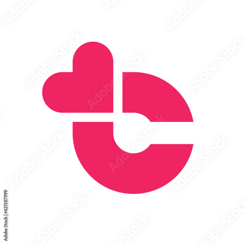 Letter C heart love logo template