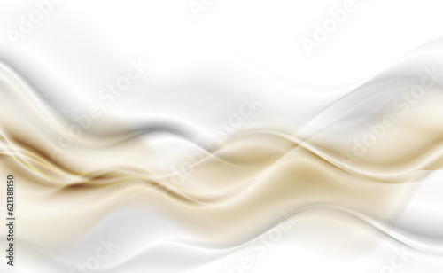 Grey white and golden smooth blurred waves abstract background. Vector design