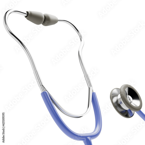 Close-up stethoscope 3D render on a transparent background
