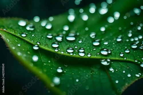 Drops on a leaf creating a noiseless scenerry in a lonely environment