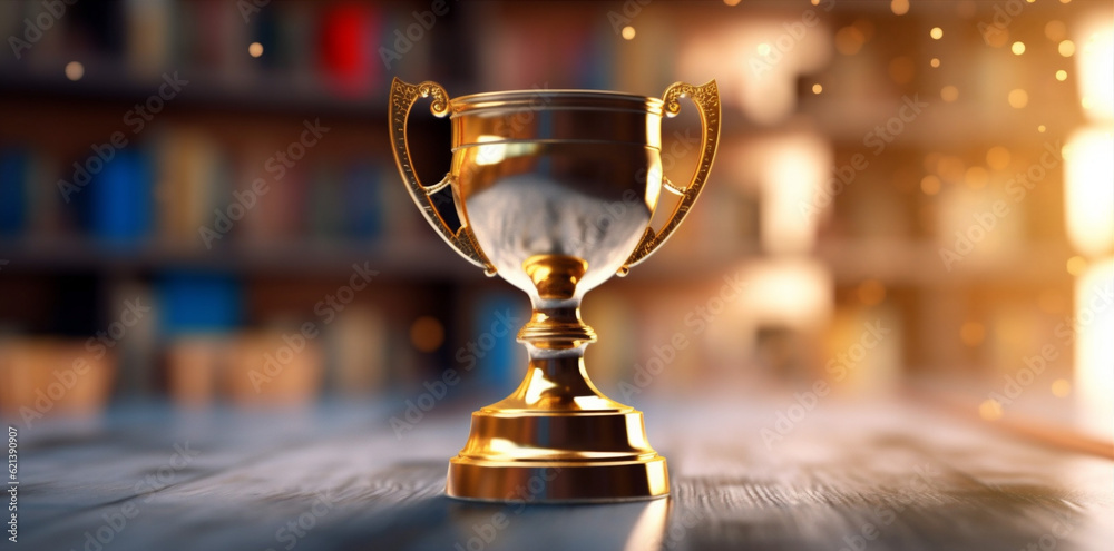 cup competition gold trophy prize bokeh champion celebration library award. Generative AI. cup competition gold trophy prize bokeh champion celebration library award. Generative AI.
