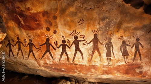 Ancient cave paintings, depicting otherworldly beings, hint at encounters between humans and interstellar travelers. Generative AI