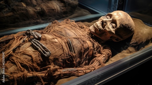Foto Enigmatic mummies, carefully preserved, whisper secrets of a civilization shrouded in mystery