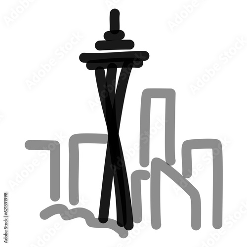 Seattle's space needle simple line art vector doodle