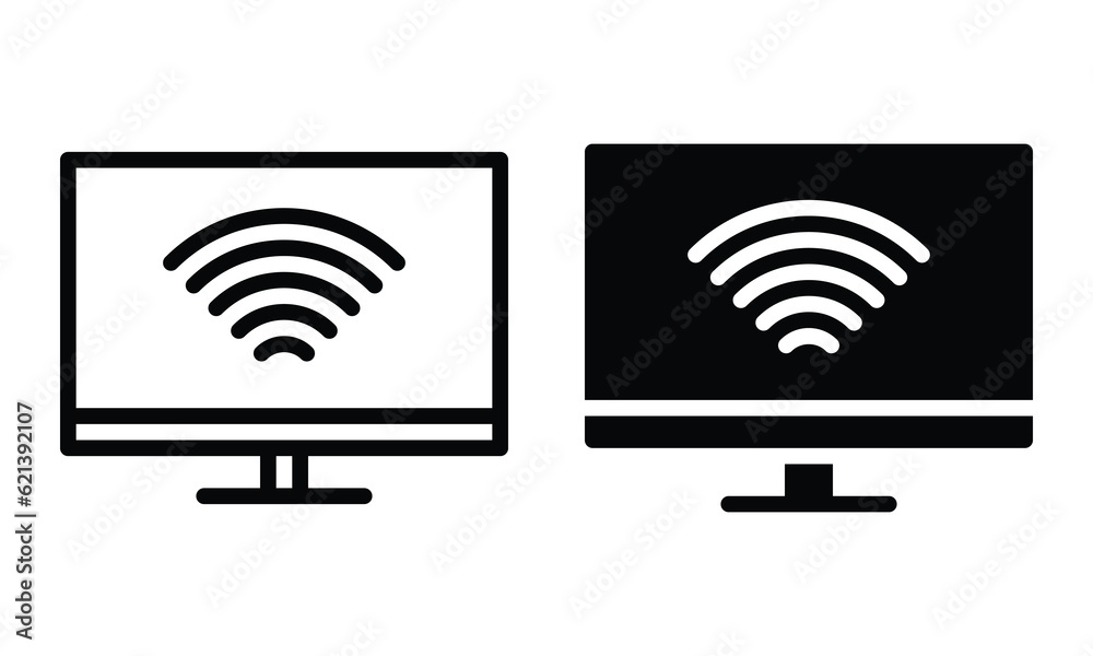 Smart tv icon with outline and glyph style. Smart tv icon with outline and glyph style.