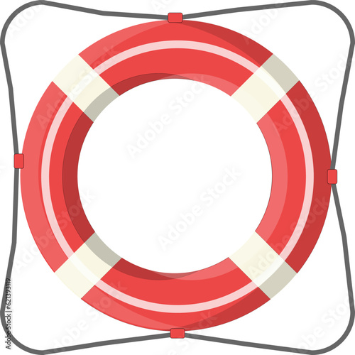 Lifebuoy icon in white and red. Vector illustration