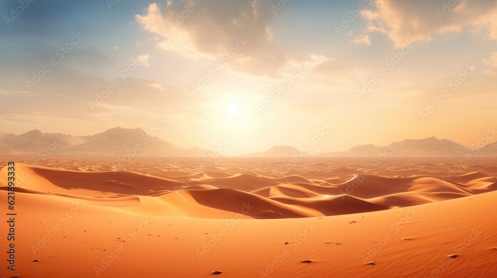 Sun-kissed desert dunes stretch infinitely, bearing witness to countless tales of pharaonic grandeur and divine intervention. Generative AI Sun-kissed desert dunes stretch infinitely, bearing witness to countless tales of pharaonic grandeur and divine intervention. Generative AI