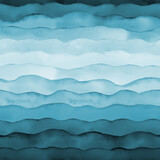 Watercolor sea ocean wave blue indigo colored seamless pattern