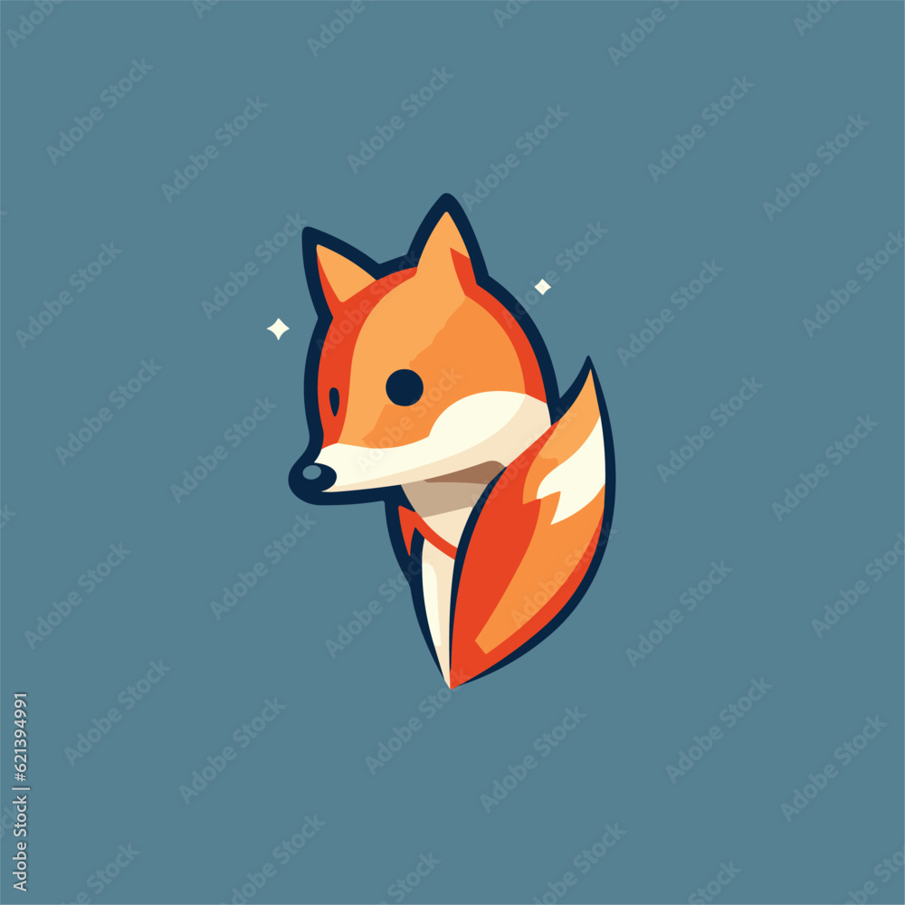 Obraz premium a cute red fox illustration , vectoor , 2d , logo,icon
