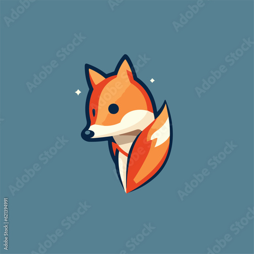 a cute red fox illustration , vectoor , 2d , logo,icon