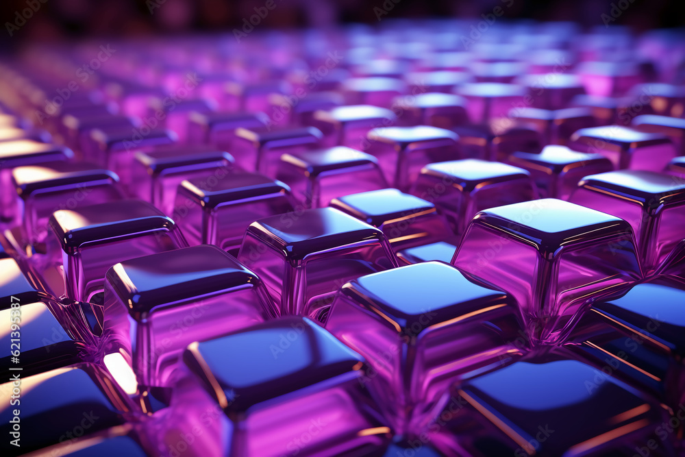 Fototapeta premium Futuristic glowing ultra purple hexagonal or honeycomb background. AI generative