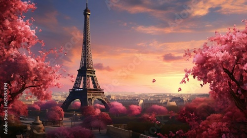 Enchanting backdrop featuring the renowned Eiffel Tower