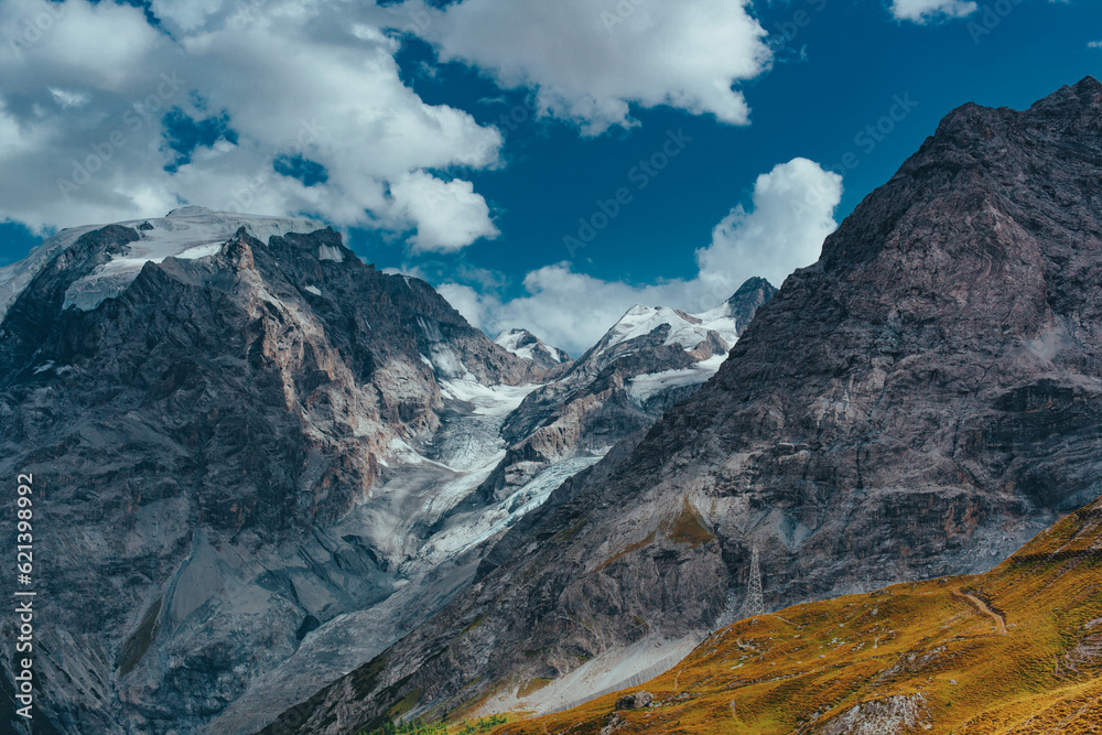 Picturesque mountain landscape with a glacier, Swiss Alps