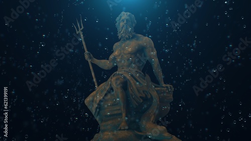The Gods of Ancient Greece. The Sculpture of Poseidon Under the Sea.  The video of this image is in my portfolio.	