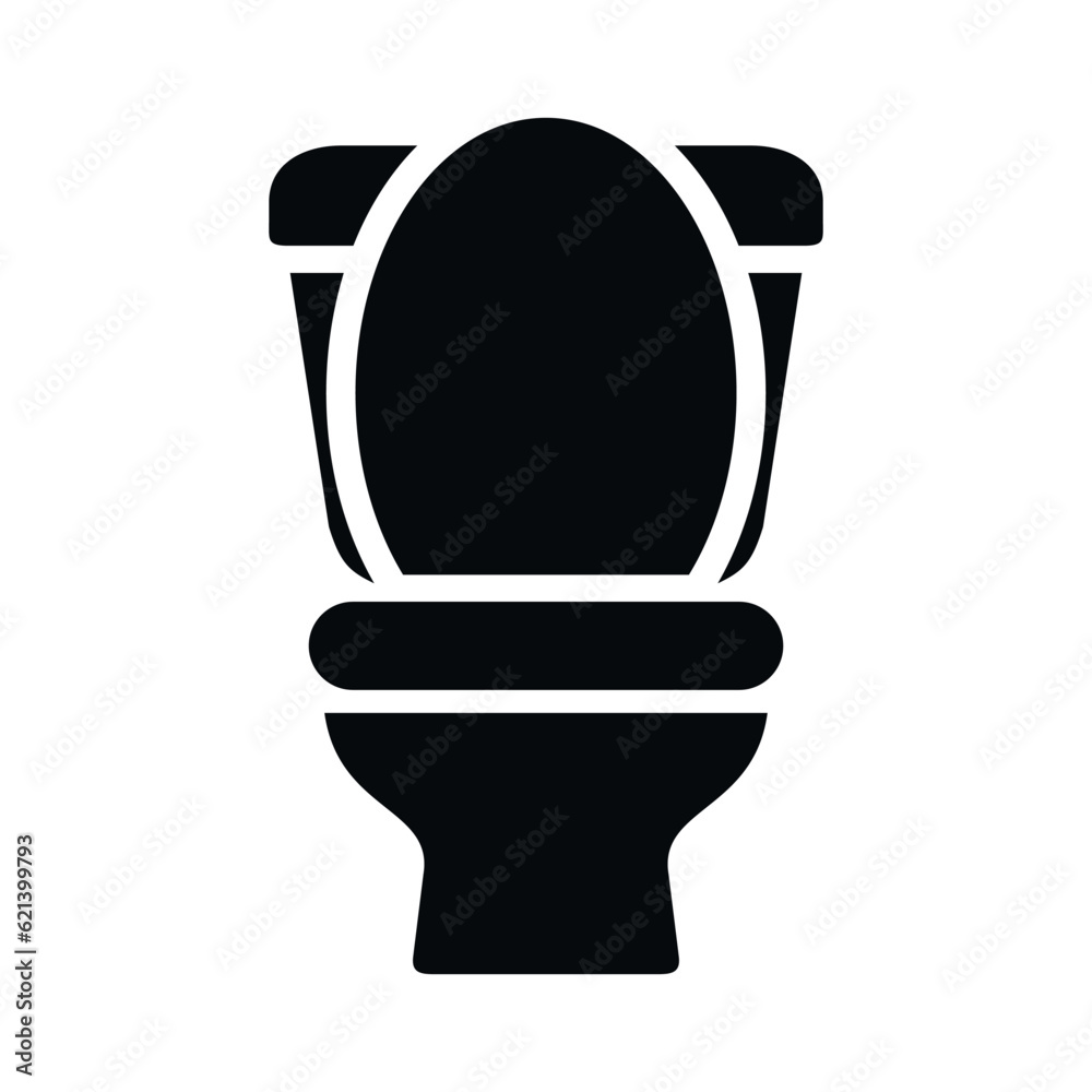 simple black and white vector icon of toilet bowl isolated on white ...