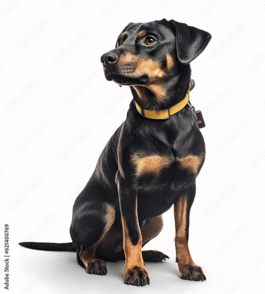 Cute Black and Tan Dog with Bright Yellow Collar Sitting Adorably Generative AI Cute Black and Tan Dog with Bright Yellow Collar Sitting Adorably Generative AI