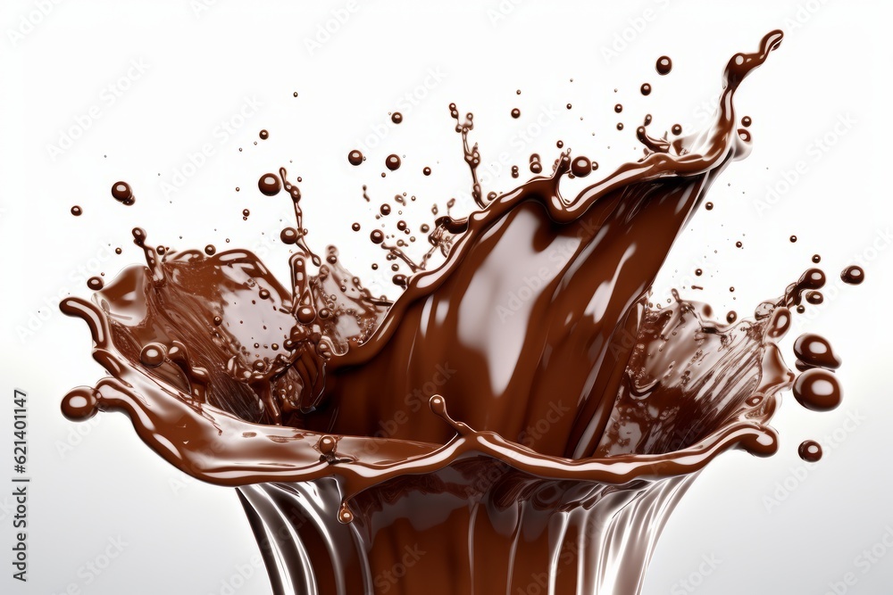 Rich Chocolate Splash - Luxurious White Background Vector Image Generative AI Rich Chocolate Splash - Luxurious White Background Vector Image Generative AI