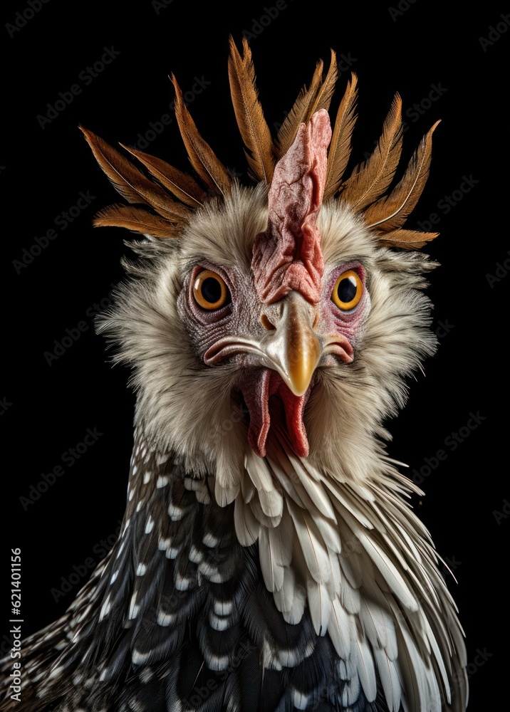 High-Quality Chicken Standing Against Plain Background - Perfect for Stock Photos! Generative AI
