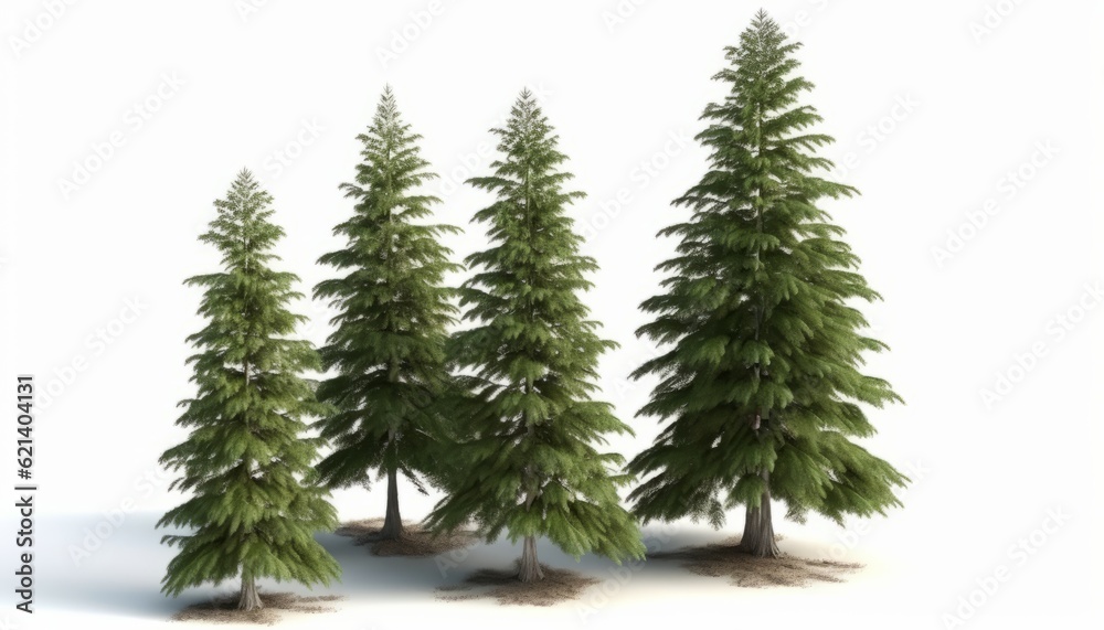 Close Up View of Trio of Spruce Trees in a Natural Setting Generative AI
