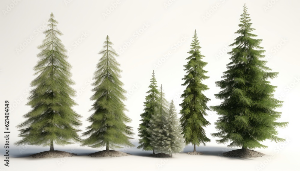 Stunning Close-up of Three Spruce Trees in Natural Beauty Generative AI