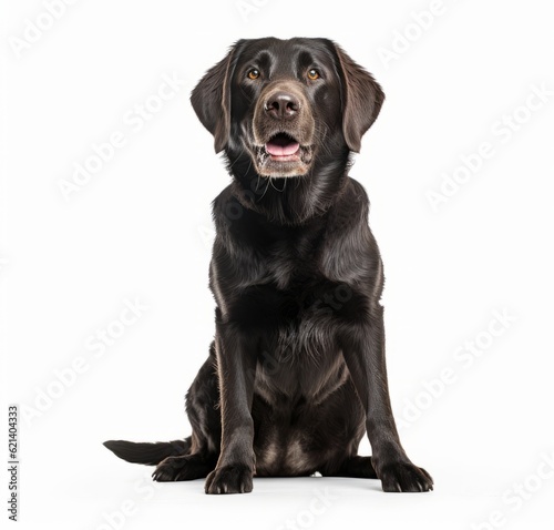 Happy Dog Sitting on White Background  Perfect for Your Pet-Themed Projects  Generative AI