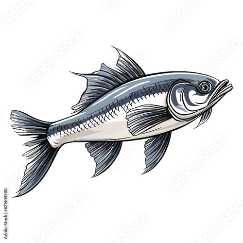 Graceful Aquatic Creature: Stunning 2D Illustration of a Fish Featherfin Catfish photo