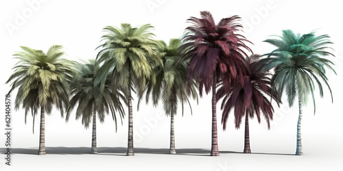Beautiful Palm Trees on a White Background - Perfect for Design Projects! Generative AI