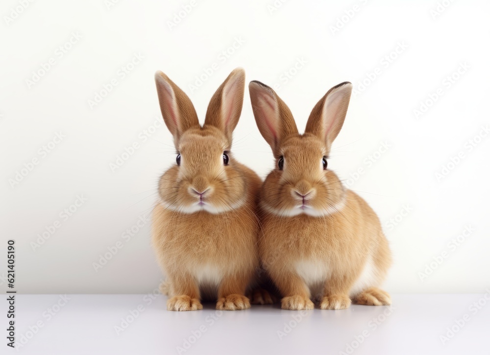 Adorable Bunnies Cuddling Together on White Background Generative AI Adorable Bunnies Cuddling Together on White Background Generative AI