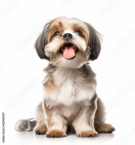 Adorable Shih Tzu Sitting Quietly with its Mouth Open Generative AI