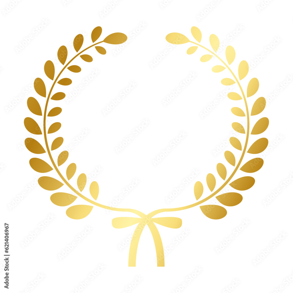 Vector decorative round wreath badge golden foliage frame Vector decorative round wreath badge golden foliage frame