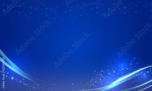 vector dark blue waves and light dots abstract background
