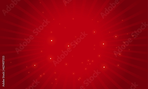 Vector red background stars and rays