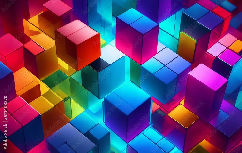 Obraz premium A colorful cube blocks, Generative AI Illustration.
