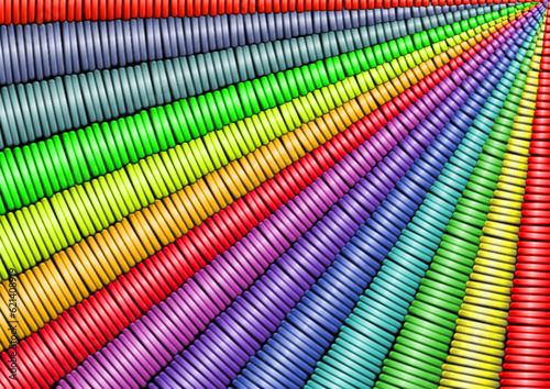 Colorful diagonal stripes with 3D embroidery motifs in vector and illustration.v