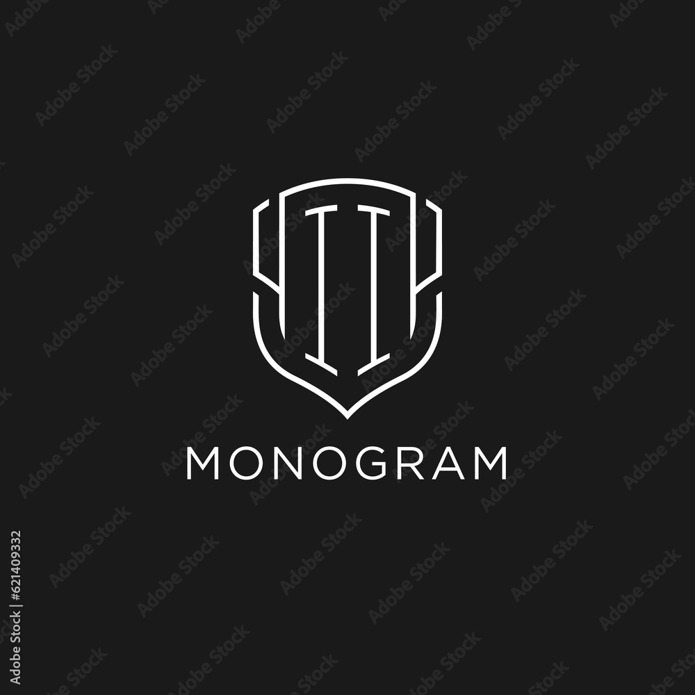 Initial II logo monoline shield icon shape with luxury style Stock ...