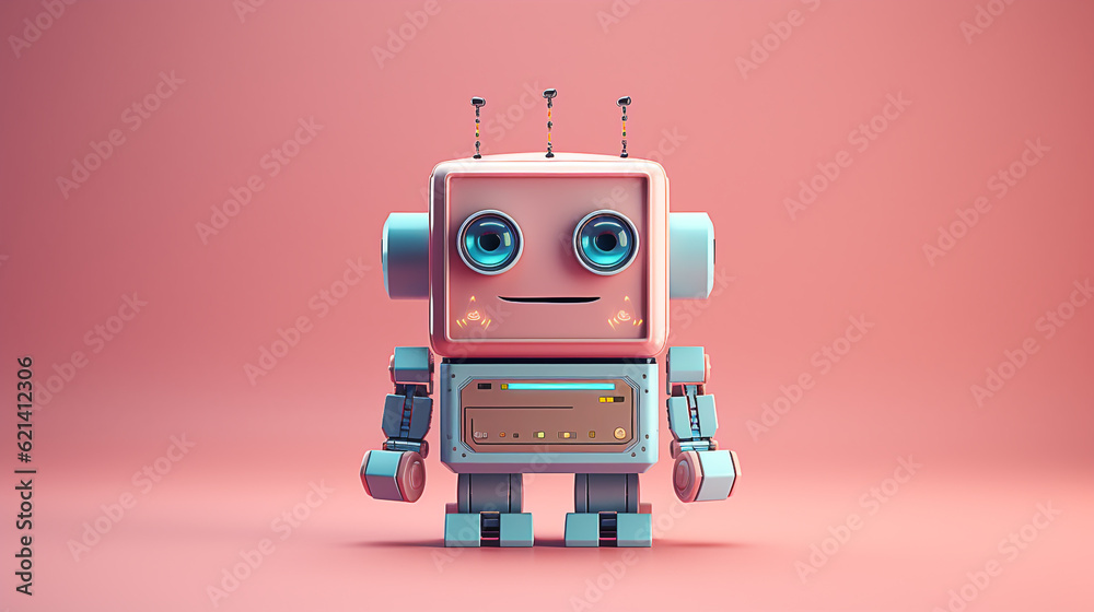 Fototapeta premium Harmonious and Positive AI Robot: A Minimalist 3D Illustration