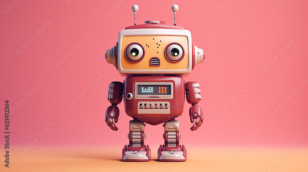 Fototapeta premium Harmonious and Positive AI Robot: A Minimalist 3D Illustration