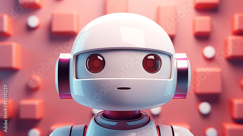 Harmonious and Positive AI Robot: A Minimalist 3D Illustration