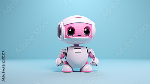 Harmonious and Positive AI Robot  A Minimalist 3D Illustration