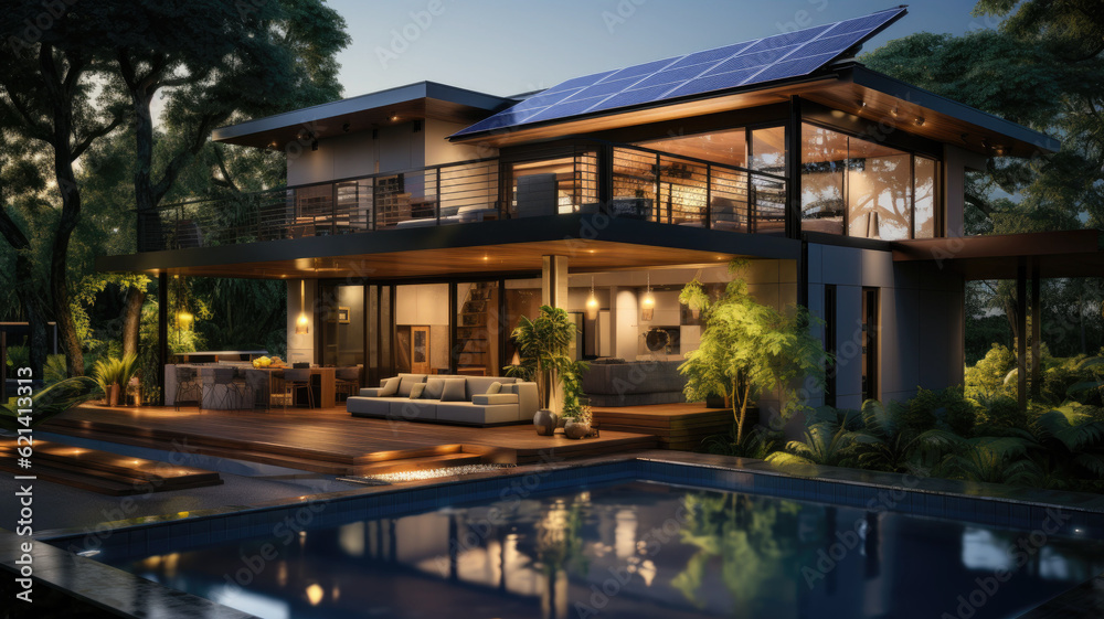 Solar Rooftop House,ai generator Solar Rooftop House,ai generator
