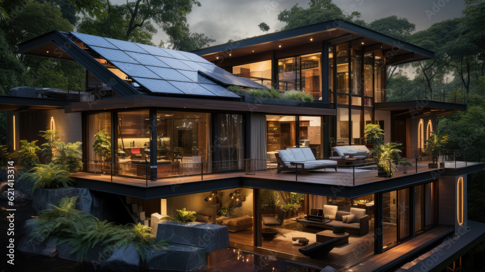 Solar Rooftop House,ai generator