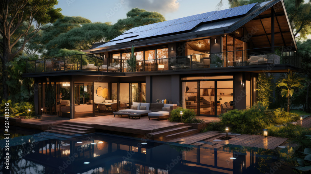 Solar Rooftop House,ai generator Solar Rooftop House,ai generator