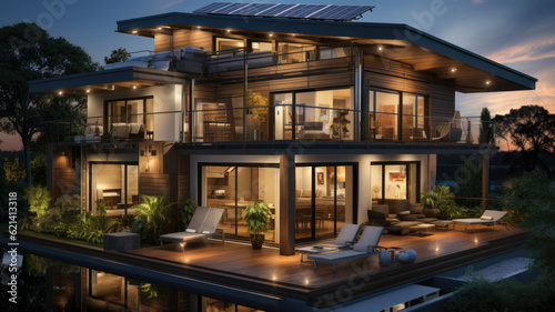 Solar Rooftop House,ai generator © JKLoma