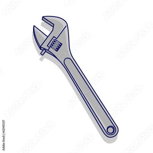 vector illustration of adjustable wrench,isolated on white background.simple and flat style.suitable for icon,symbol,etc