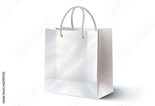 White kraft paper shopping bag with handles