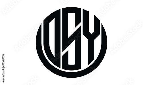 OSY shield in circle logo design vector template. lettermrk, wordmark, monogram symbol on white background.	