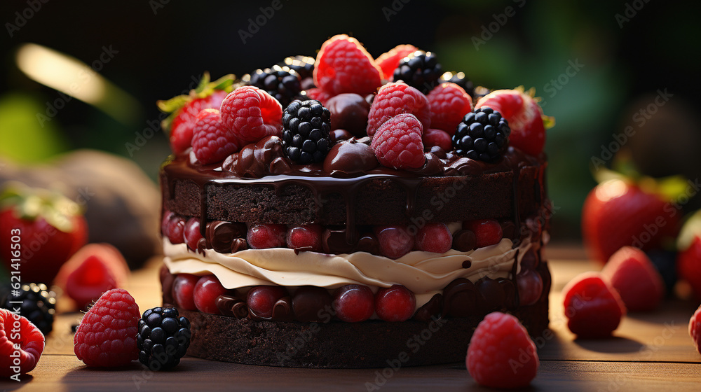 chocolate cake with berries HD 8K wallpaper Stock Photographic Image chocolate cake with berries HD 8K wallpaper Stock Photographic Image