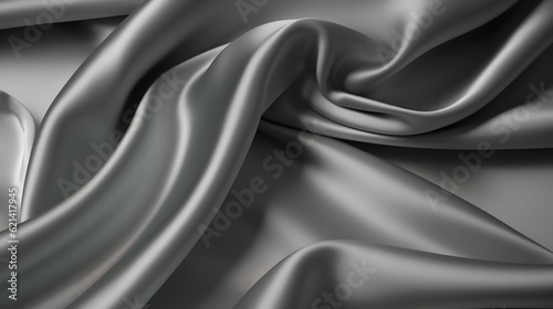Elegant gray silk satin gradient background. Abstract luxury silky smooth fabric for product presentation template, copy space