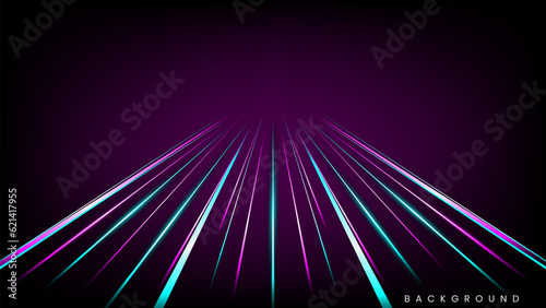 Footprints motion exposure of car headlight trails. Light speed dynamic flash effect on black background. Vehicle technology and concept