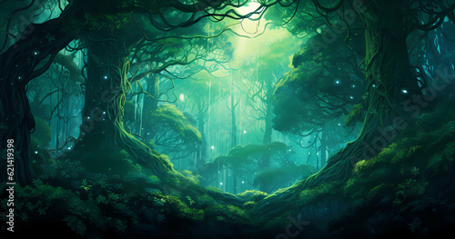 Green nature forest background.